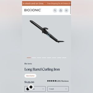 Brand new, still in box. 1” long barrel curling iron